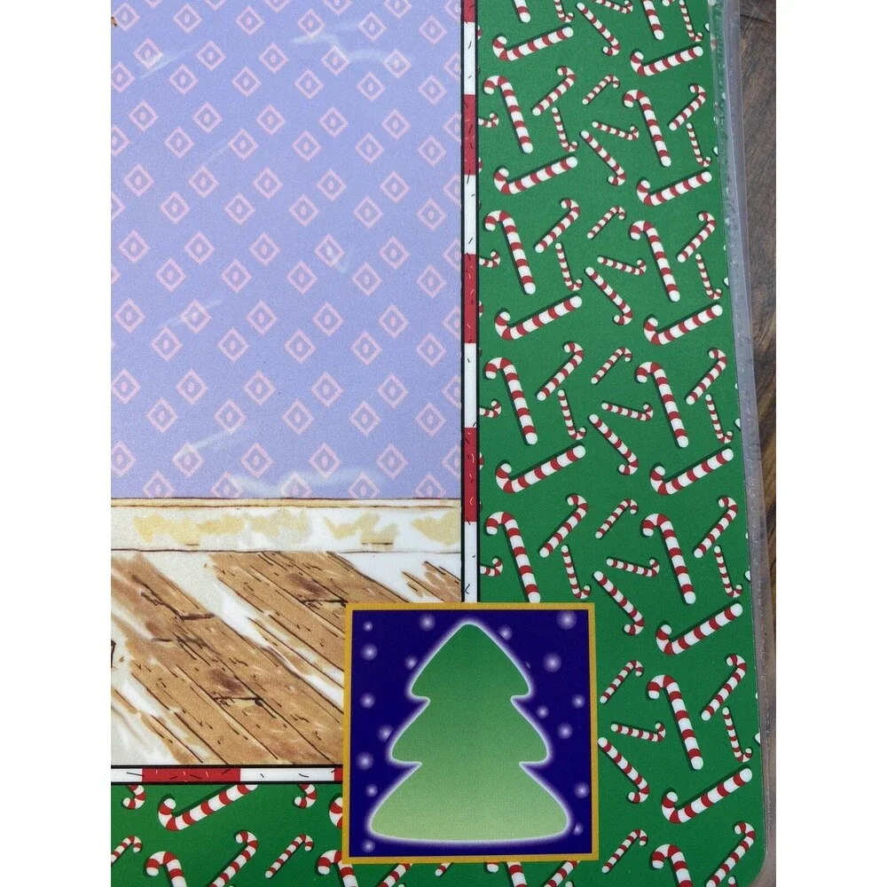 Vintage Holly Hobby Christmas Placemats Made USA Coated Colorful Holiday